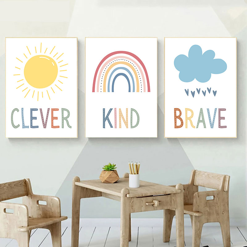 Kids Education Quote - Bonito sol arco-íris nuvem impressão da