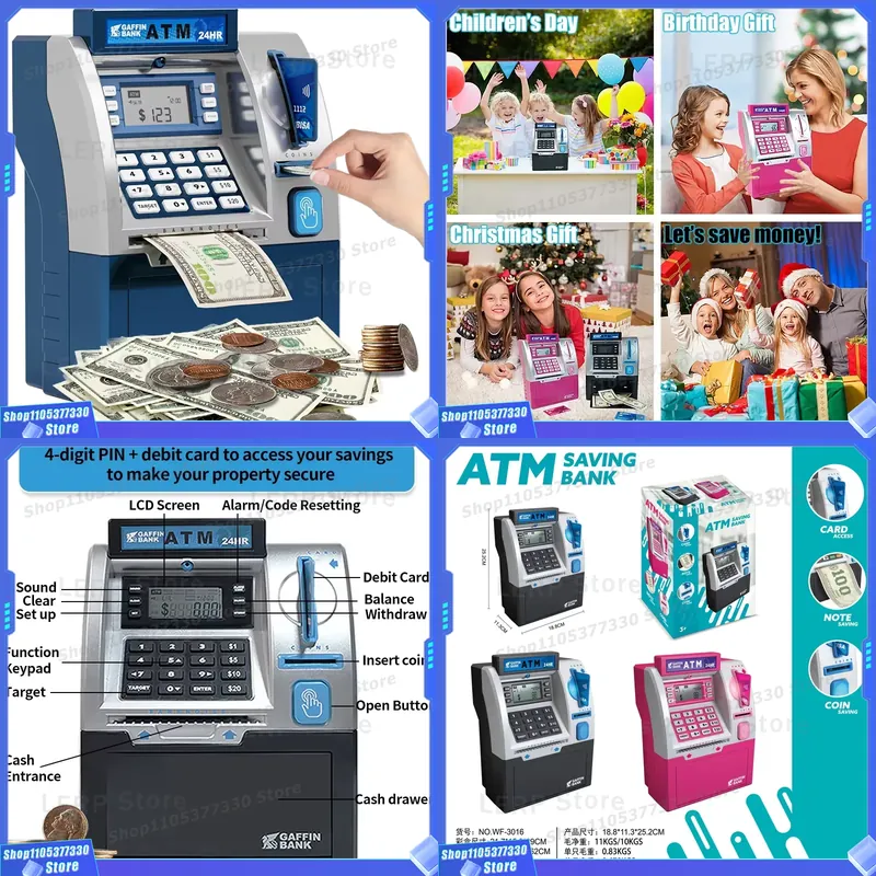 Kids Education Savings - Mini caixa eletrônico elétrica de brinquedo