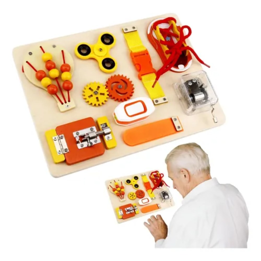 Kids Education Board - Brinquedo Sensorial Montessori de Madeira para