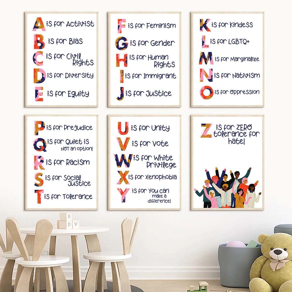 Kids Education Quote - Berçário alfabeto direitos humanos citação impressões