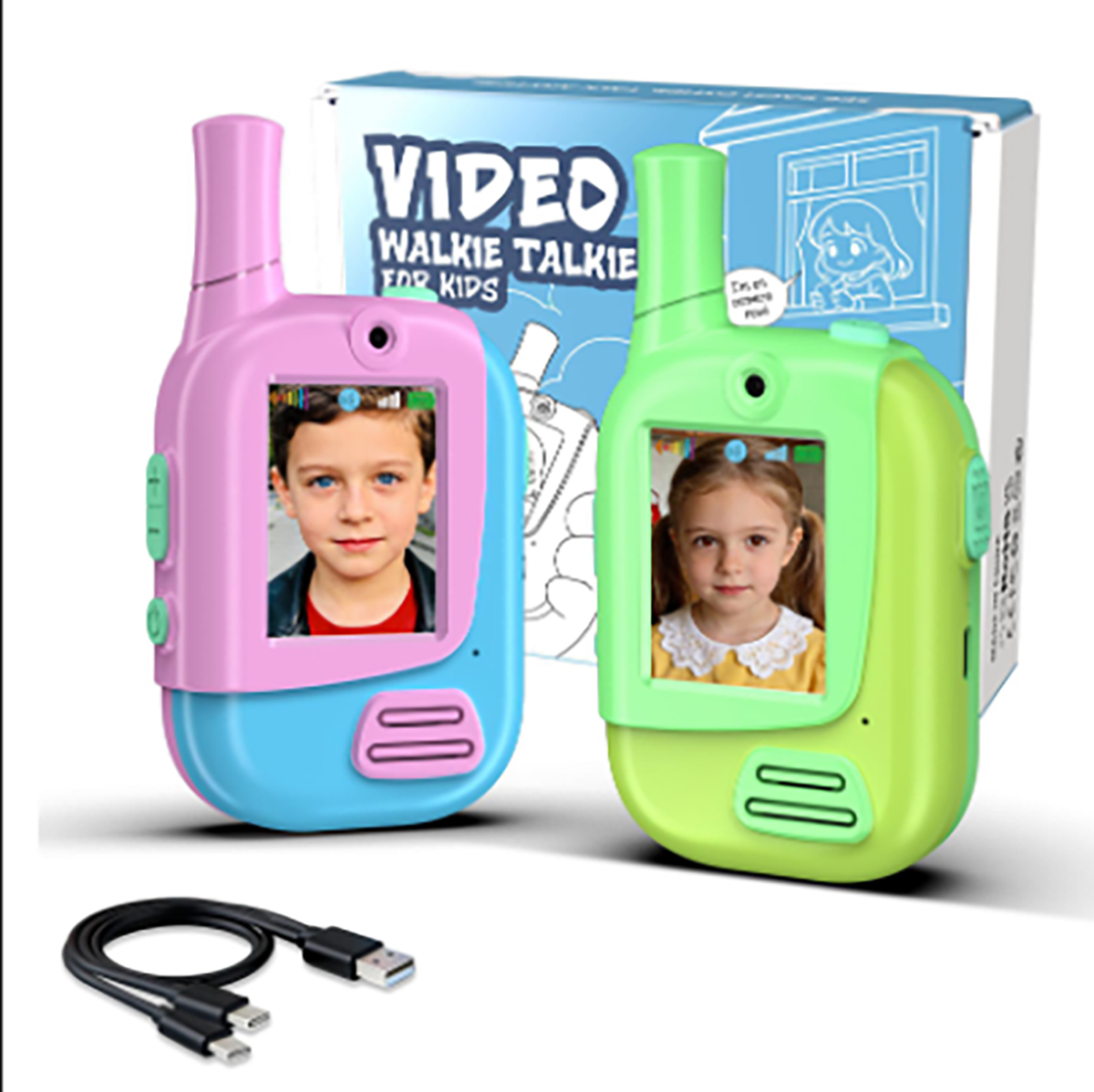 Kids Educational Videos - Pacote com 2 Walkie Talkies Recarregáveis